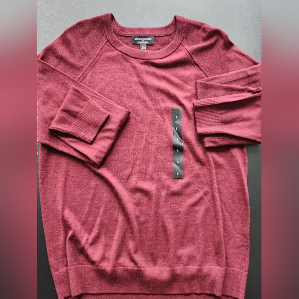 Banana Republic Factory Men's 100% Merino Wool Crewneck Sweater Maroon Large NWT